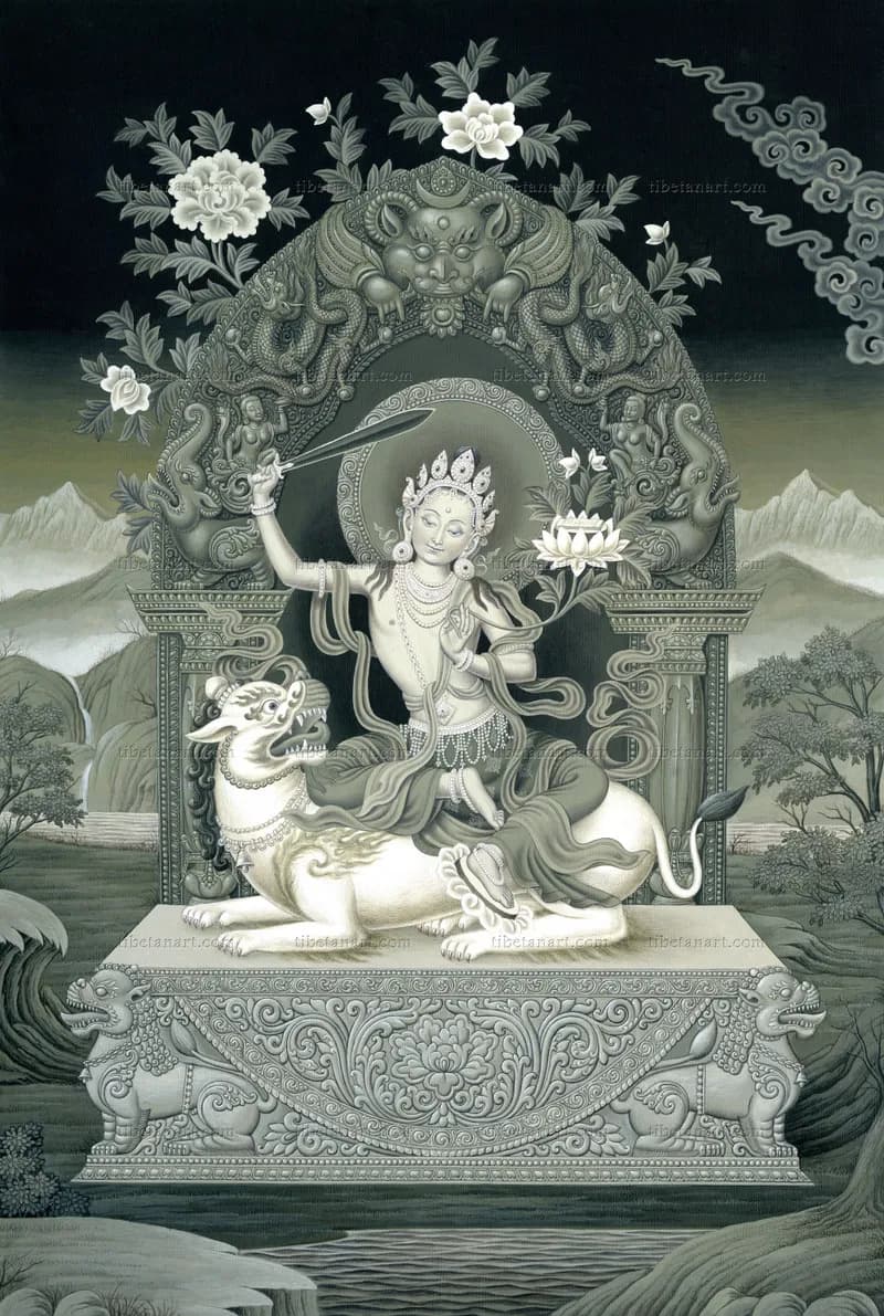 B/W Manjushri, Lion of Speech